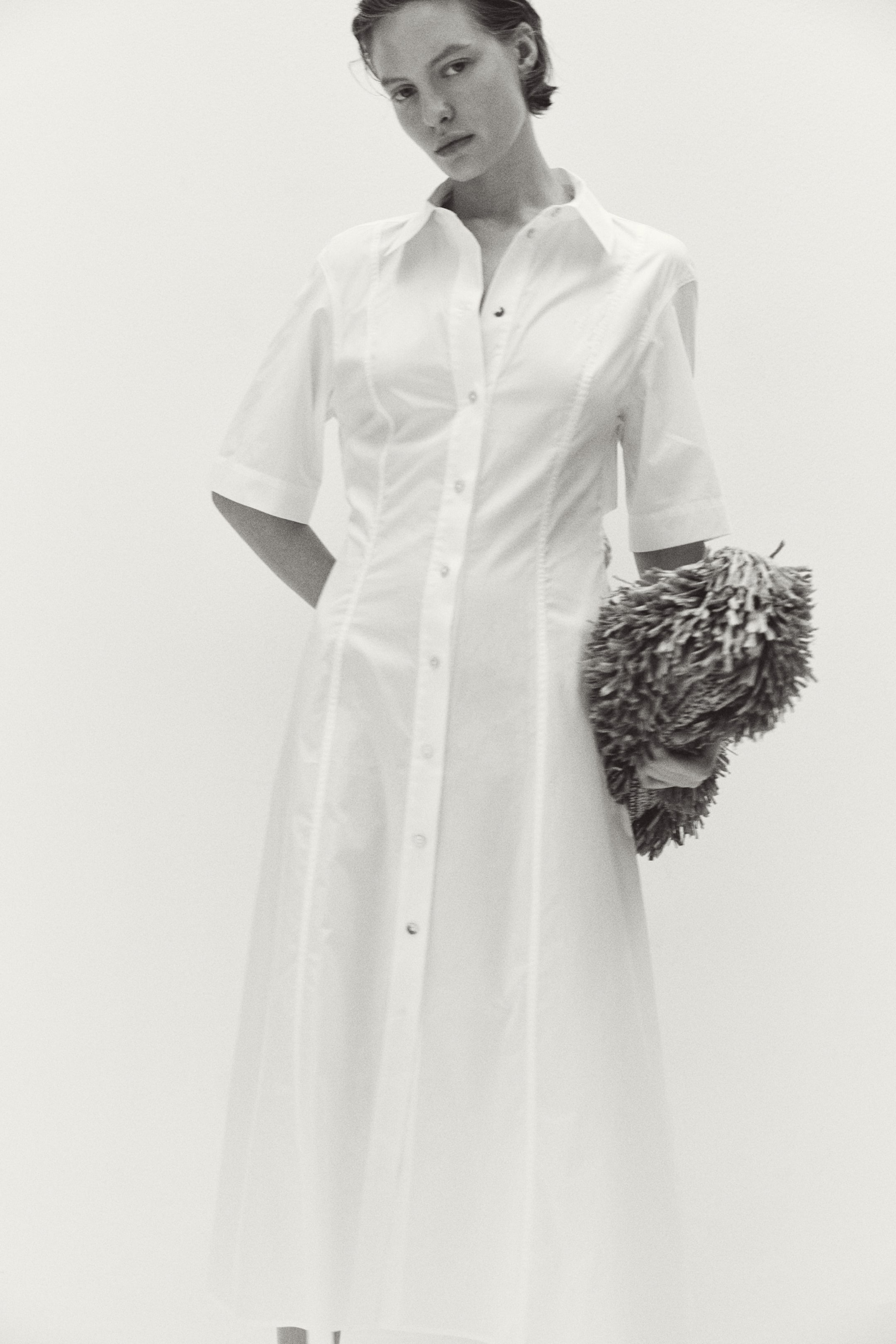 Tie-Back Poplin Dress