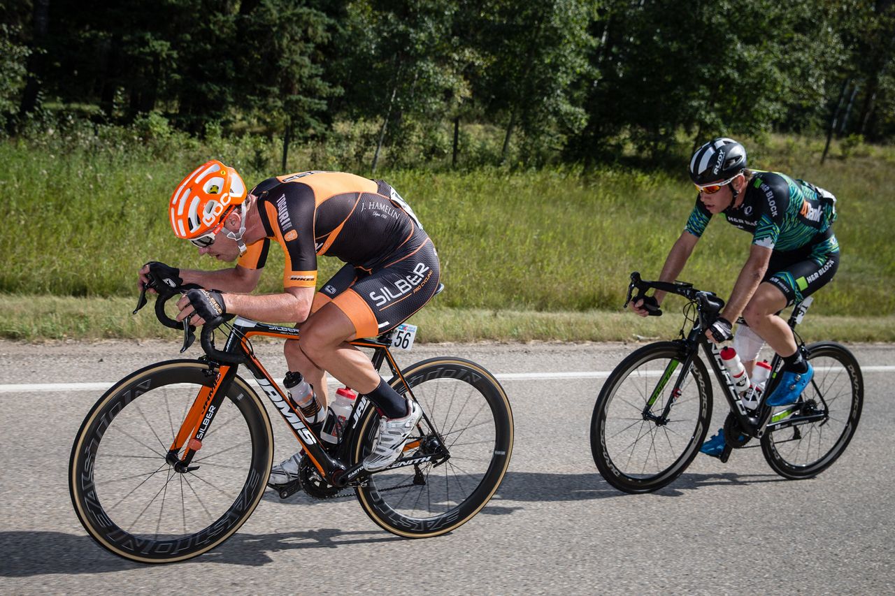 Ryan Roth and Travis Samuel briefly slipped away from the pack during stage 2 at the Tour of Alberta.