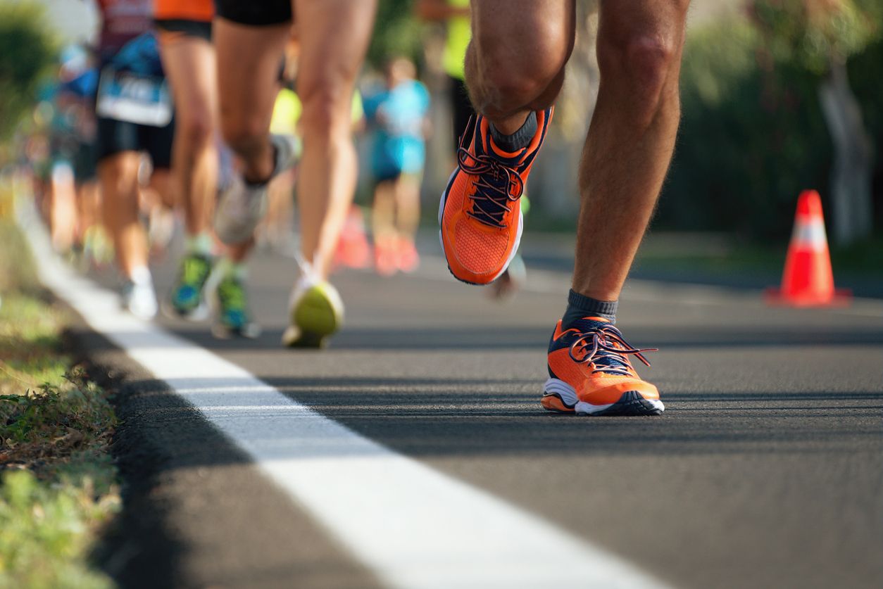 People running in a race.