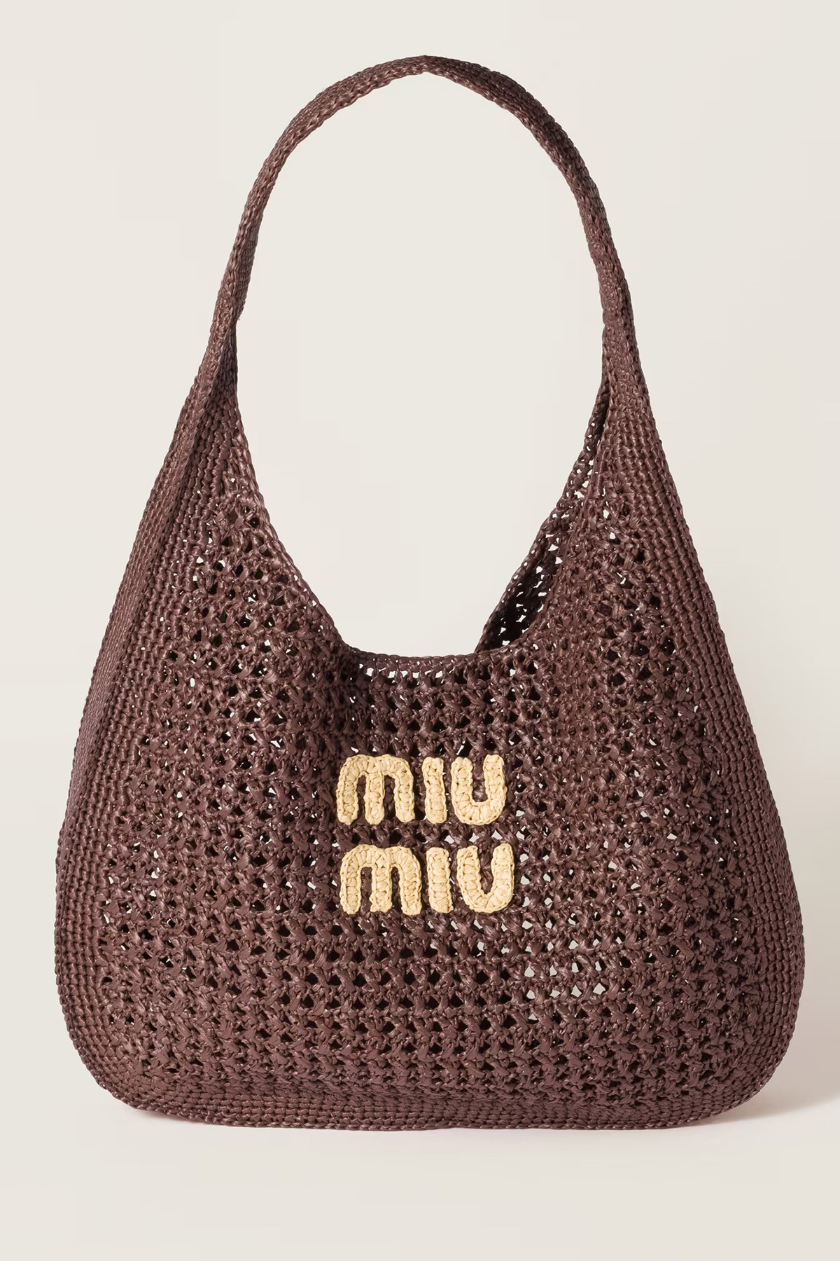 Raffia-Effect Woven Hobo Bag 