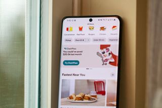 Doordash home page on a phone screen