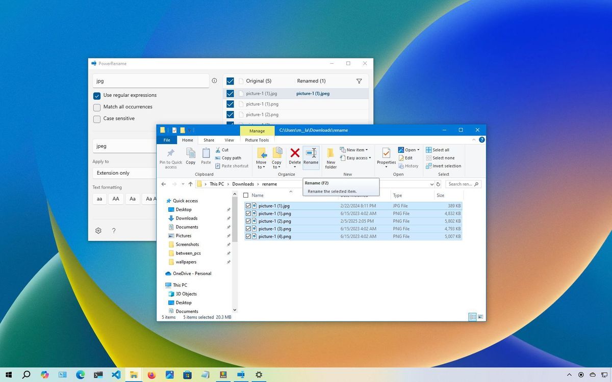 Windows 10 rename multiple files 