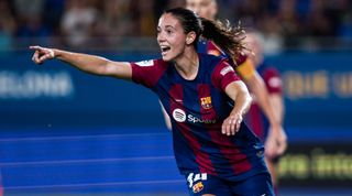 Aitana Bonmati of Barcelona celebrates a goal, October 2023