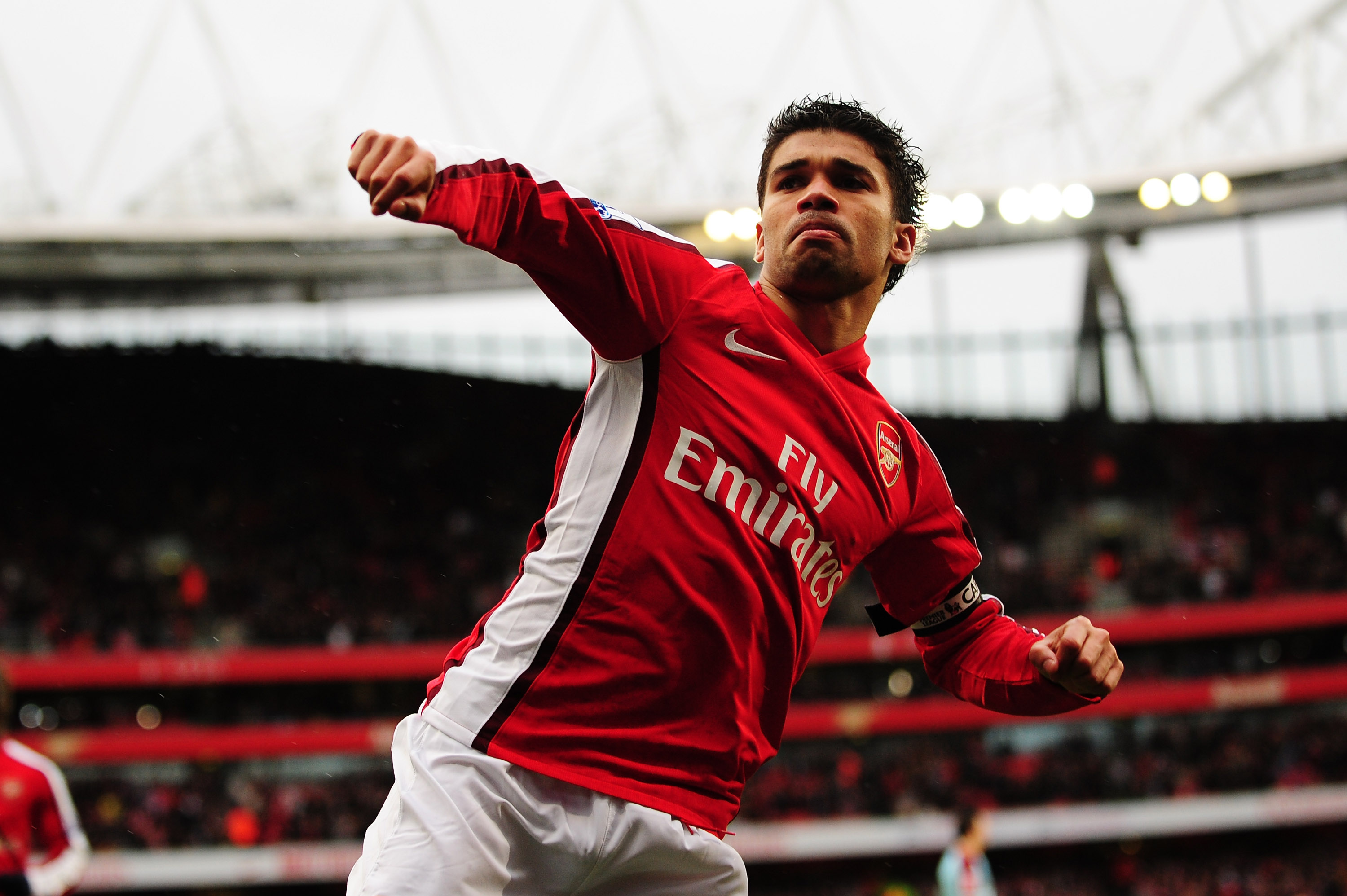 Eduardo celebrates after scoring for Arsenal against Burnley in the FA Cup in March 2009.