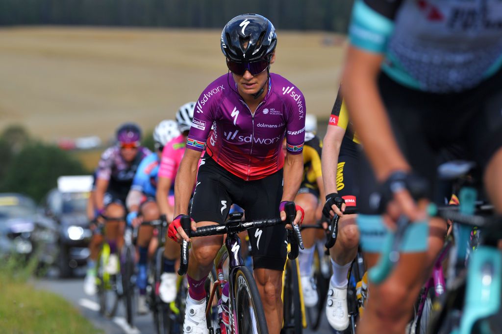 SARPSBORG NORWAY AUGUST 12 Ashleigh Moolman Pasio of South Africa and Team SD Worx during the 7th Ladies Tour Of Norway 2021 Stage 1 a 1415km stage from Halden to Sarpsborg LTourOfNorway LTON21 UCIWWT on August 12 2021 in Sarpsborg Norway Photo by Luc ClaessenGetty Images