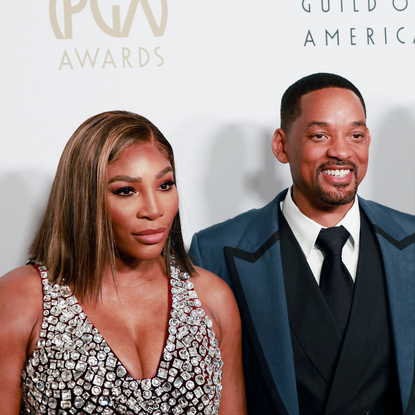Serena Williams, Will Smith and Venus Williams arrive for the 33rd Annual Producers Guild Awards at the Fairmont Century Plaza in Los Angeles on March 19, 2022