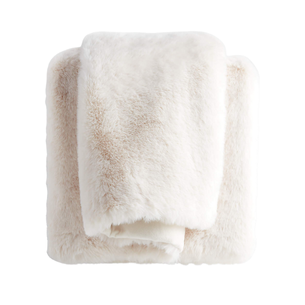 Ivory Faux Fur Throw Blanket