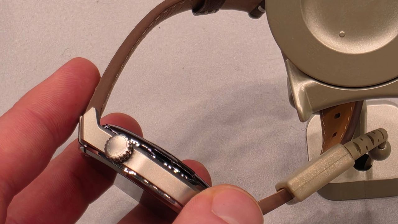 The Honor Watch 5 Ultra on its side.
