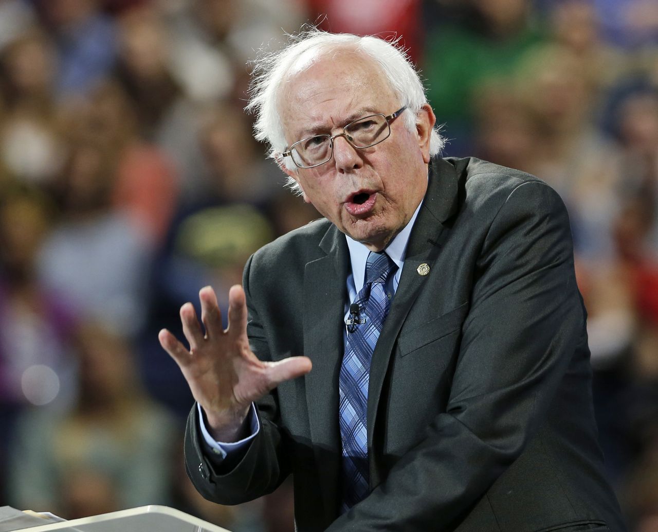 Bernie Sanders speaking at Liberty University.