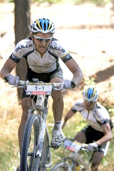 Karl Platt and Stefan Sahm of team Bulls 1 during stage three