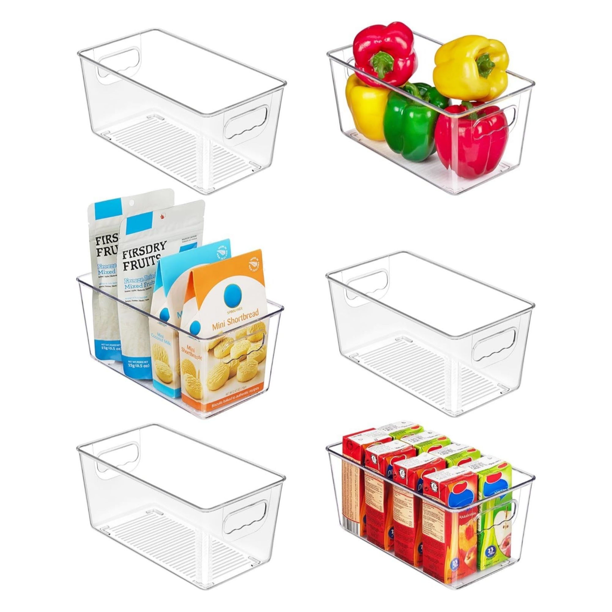 Vtopmart Clear Plastic Pantry Organizer Bins (6 Pieces)