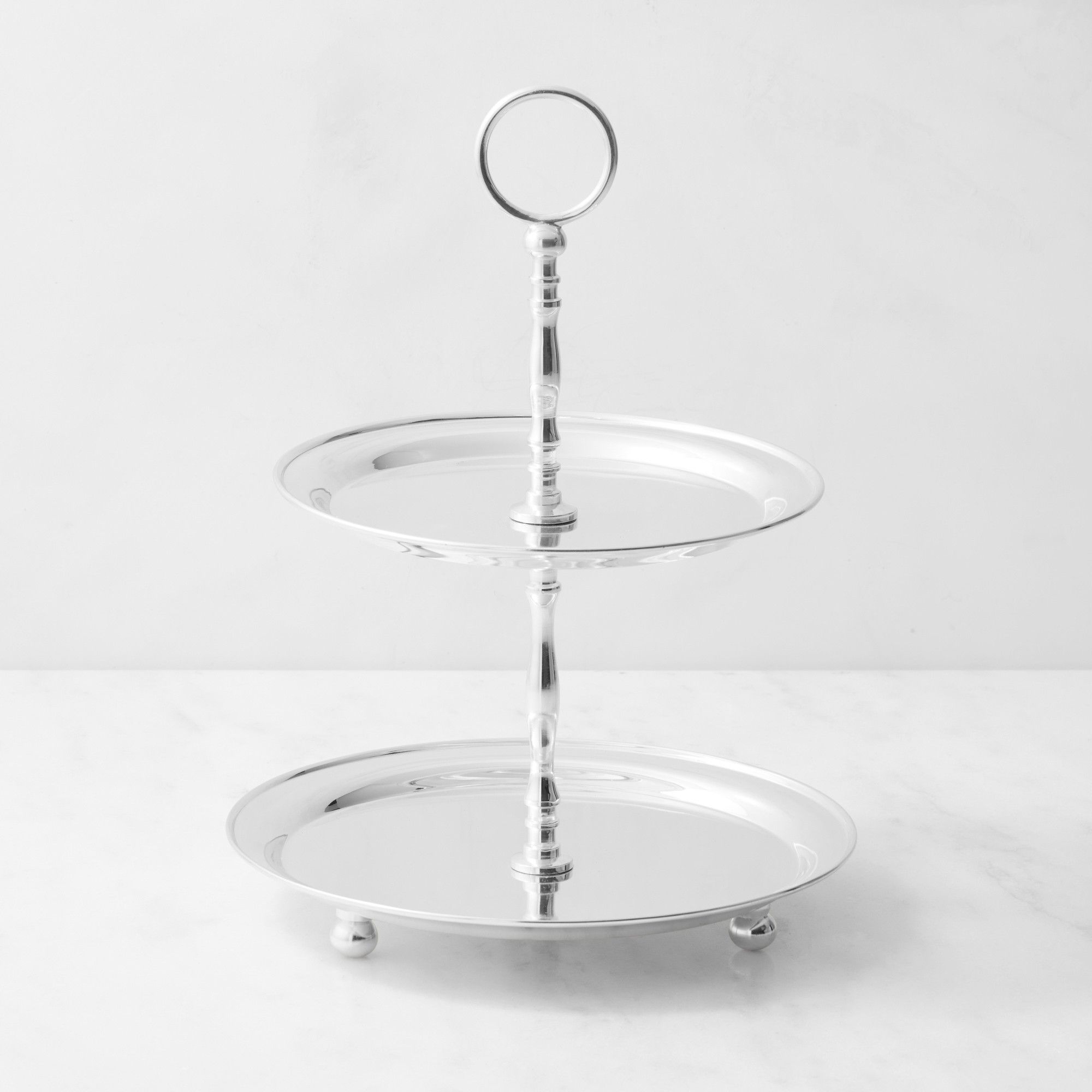 Silver two-tier cake stand