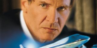 Air Force One Harrison Ford scowls over the speeding plane