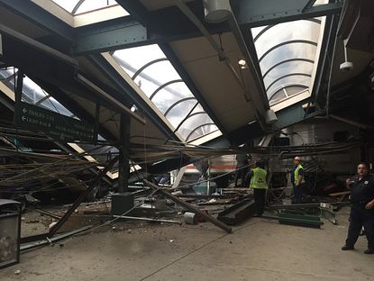 The wreckage in Hoboken, New Jersey, this morning.