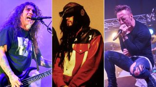a montage of Tom Araya of Slayer, Rob Zombie and Dillinger Escape Plan’s Greg Puciato