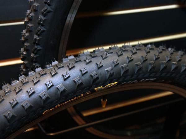 The new Continental X-King (say 'cross king') pairs a short and fast-rolling center tread with stouter side knobs for marathon racing.