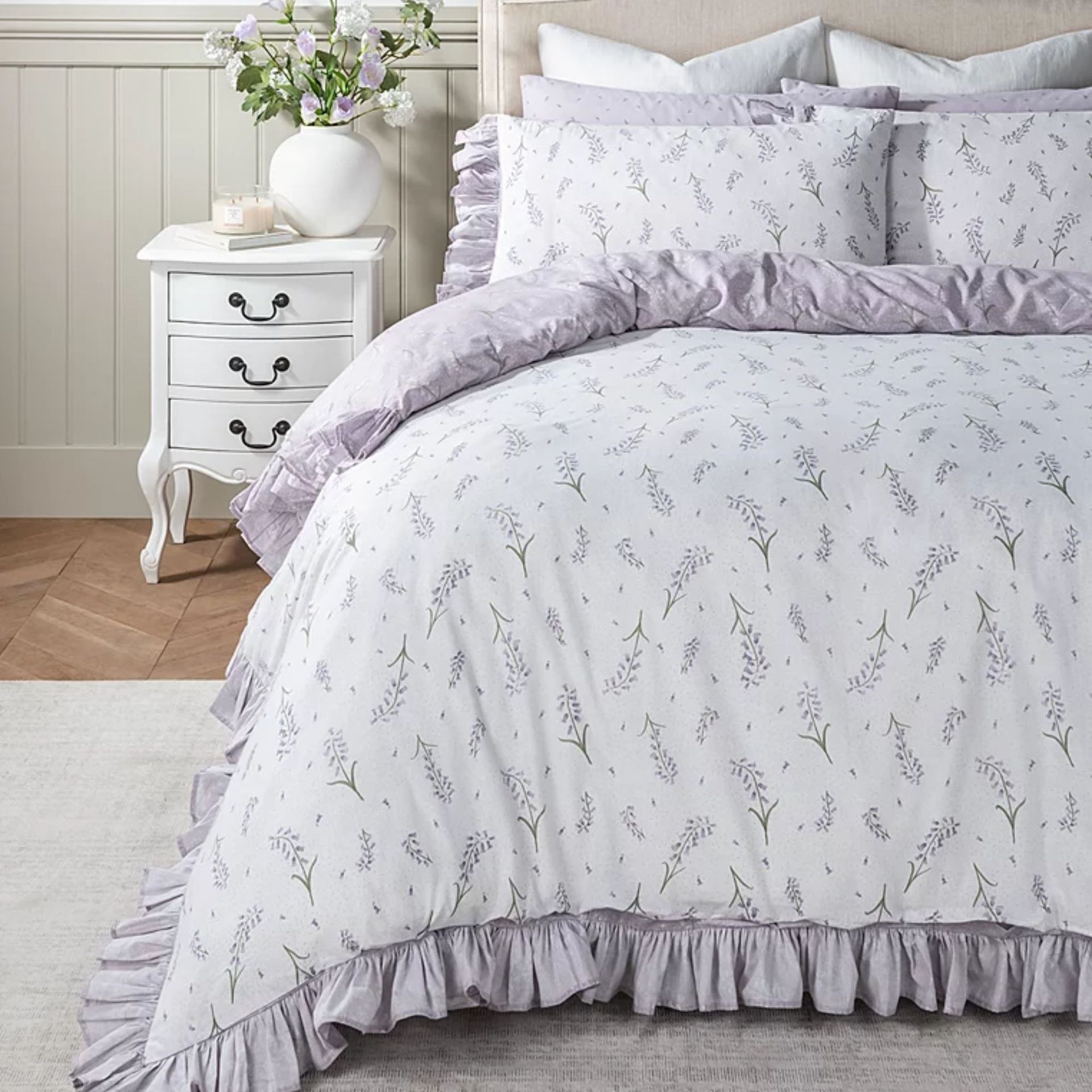 Stacey Solomon Lilac Bluebells Frill Duvet Set