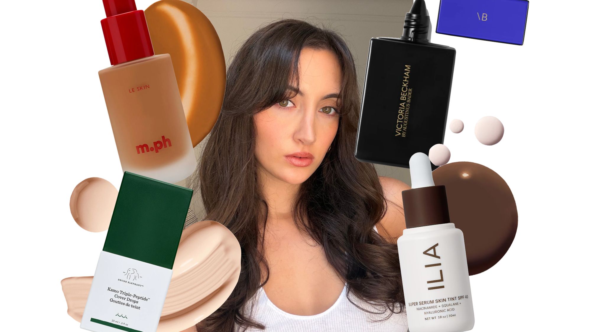 An image of WWW associate beauty editor Alyssa Brascia wearing the Victoria Beckham The Foundation Drops.