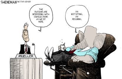 Political Cartoon U.S. Mueller Testimony Russian Election Interference Republican