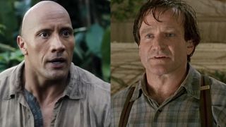 The Rock as Dr Smolder Bravestone in Welcome to the Jungle (2017), Robin Williams as Alan Parrish in Jumanji (1995).