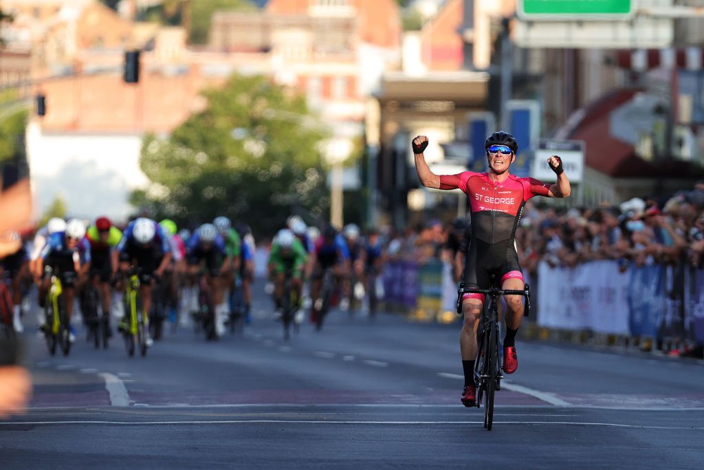 Cameron Ivory (St George Continental Cycling Team) attacked on the final lap