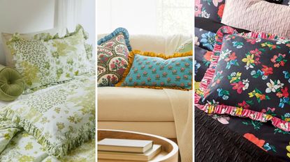 A selection of ruffled pillows