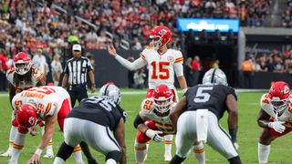 Kansas City Chiefs' Patrick Mahomes against the Las Vegas Raiders