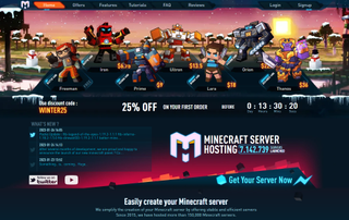 A screenshot of Minecraft Hosting Pro's website homepage