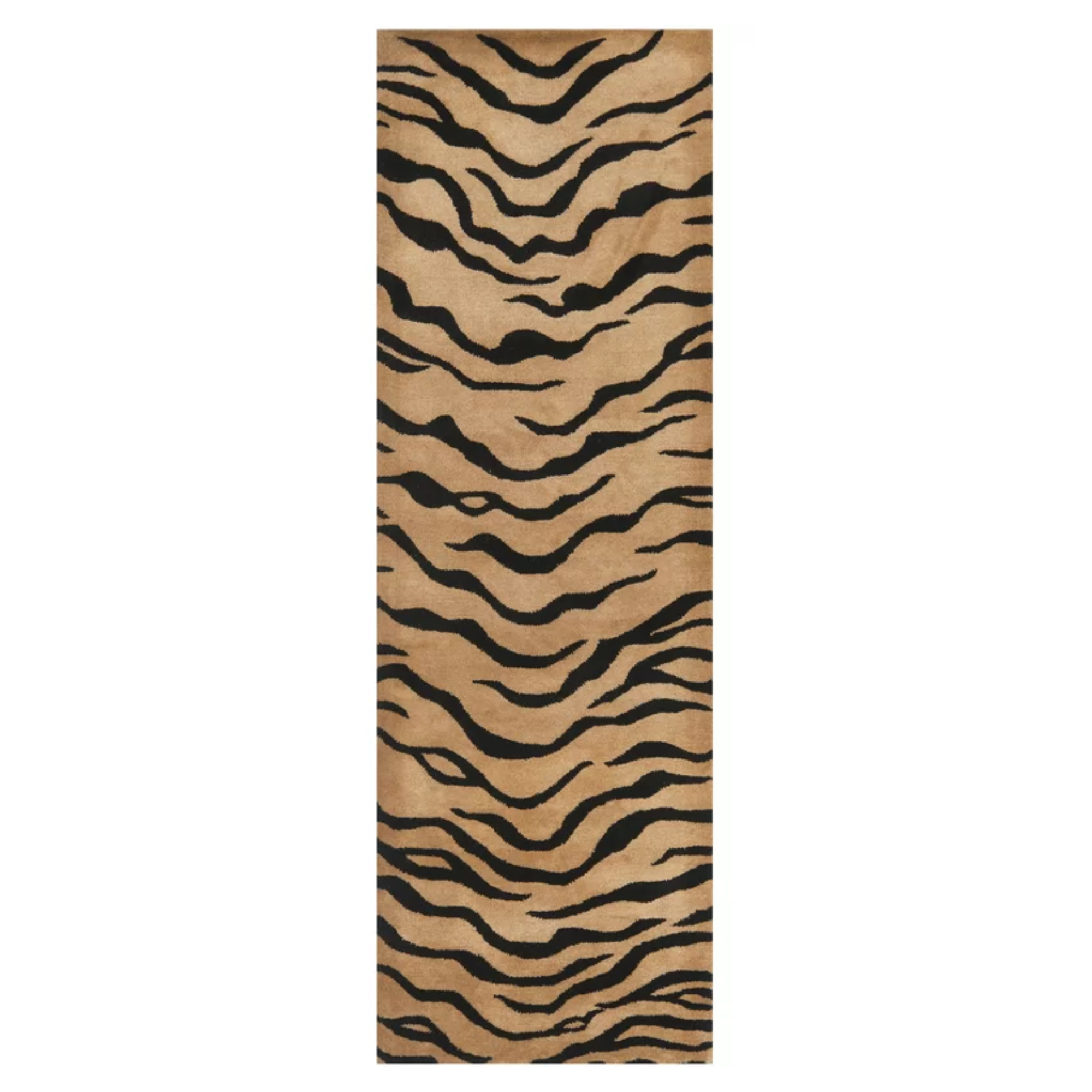 runner rug with tan and black tiger print