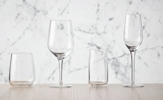 Four pieces of crystal glassware