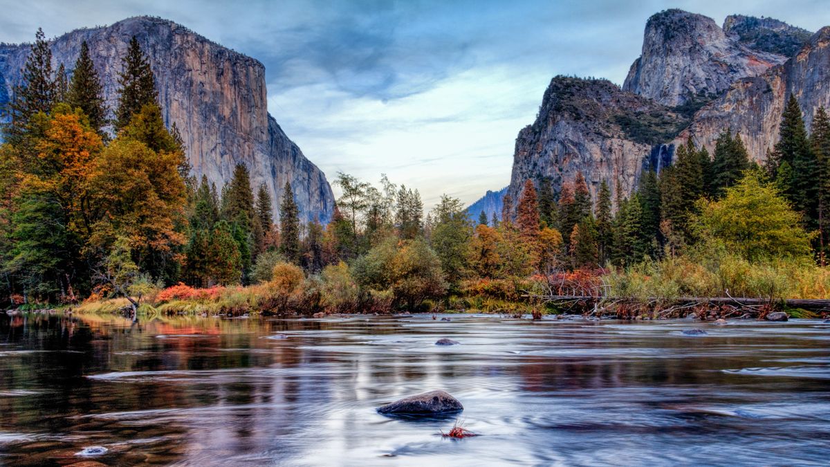 View of the Merced River at Yosemite National Park, USA