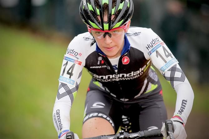 Kaitlin Antonneau (Cannondale p/b Cyclocrossworld.com) en route to a 14th place result at the Heusden-Zolder World Cup round