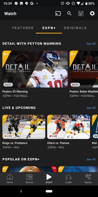 ESPN app Android App ESPN+ Watch Tab