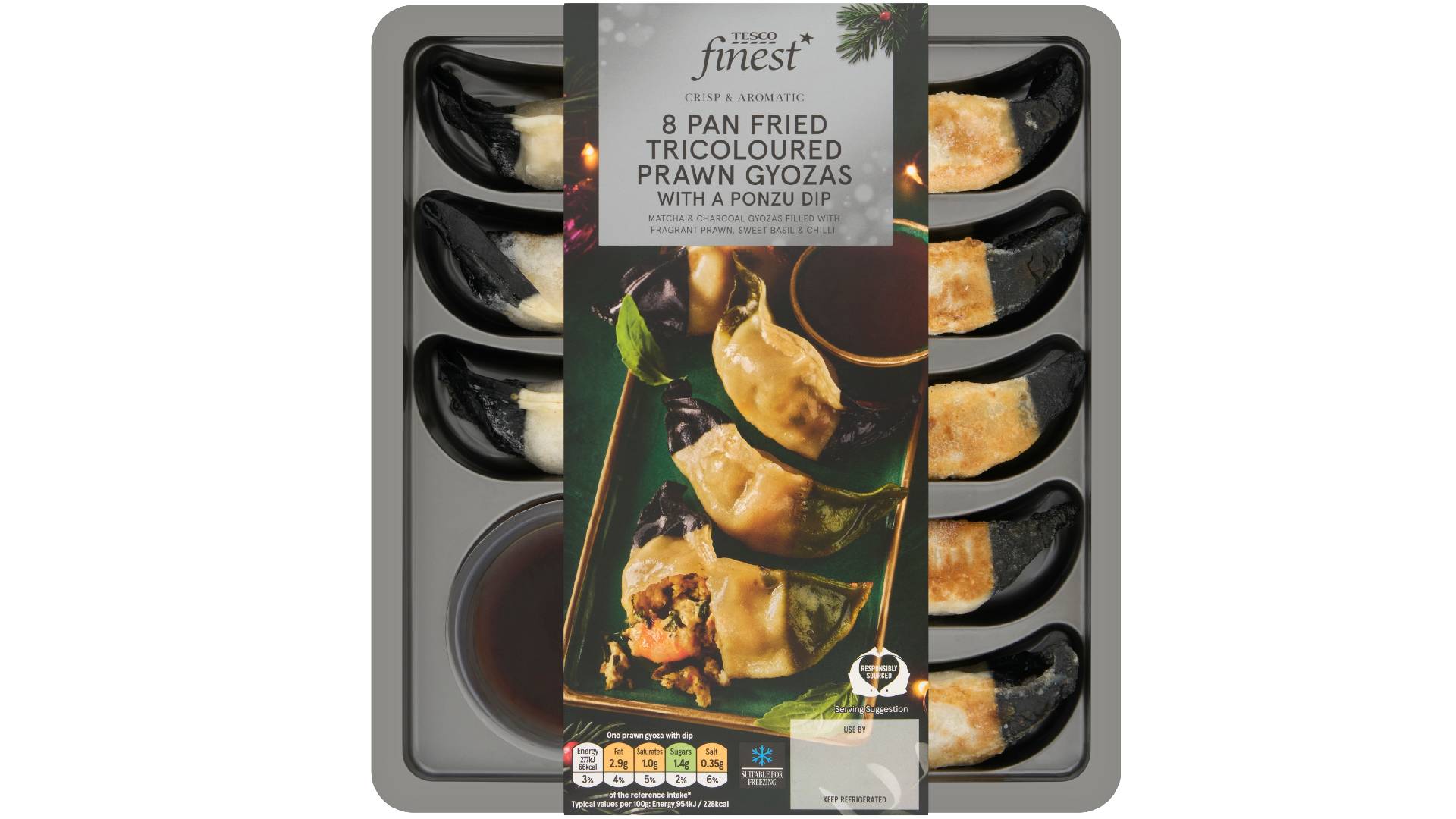Tesco Finest 8 Pan Fried Tri Coloured Prawn Gyoza with Ponzu Dip
