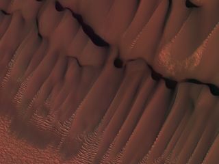 An aerial view of sand dunes