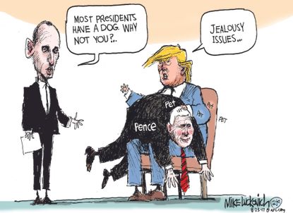 Political cartoon U.S. Trump Pence pet dogs