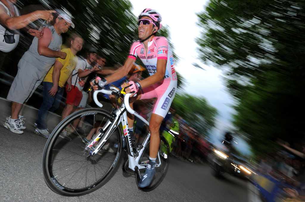 Cycling : 94th Giro Italia 2011/ Stage 16CONTADOR Alberto (ESP) Pink jersey /Belluno - Nevegal (12,7km)/ Tim Trial Contre la Montre Tijdrit / Tour of Italie / Tour d'Italie / d'Italia / Ronde van Italie / Etape Rit/(c)Tim De Waele