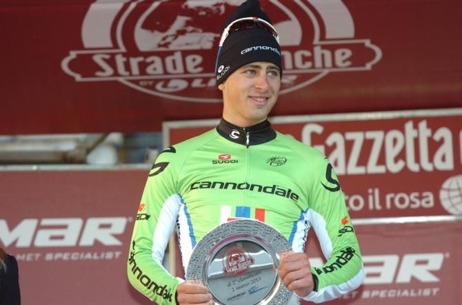 Peter Sagan (Cannondale) marked Fabian Cancellara out of the race