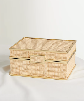 rattan and gold jewelry box