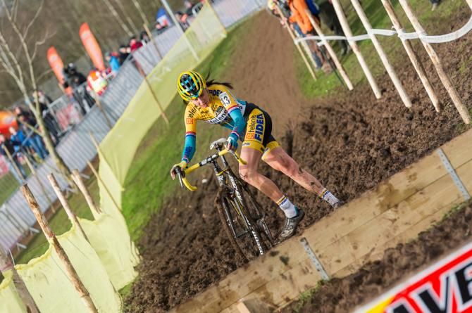 Nikki Harris crosses a barrier.