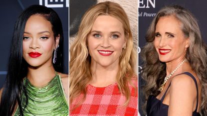 Inspirational gallery of ideas for makeup with red lipstick, including looks from Rihanna, Reese Witherspoon and Andie MacDowell