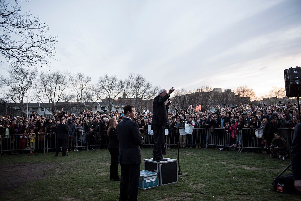 Bernie Sanders addresses 18,000 people at St. Mary&amp;#039;s Park in the Bronx, New York