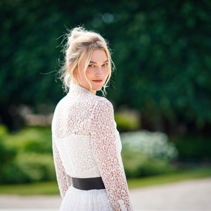 Hair, Photograph, White, Clothing, Dress, Shoulder, Beauty, Fashion, Blond, Street fashion, 