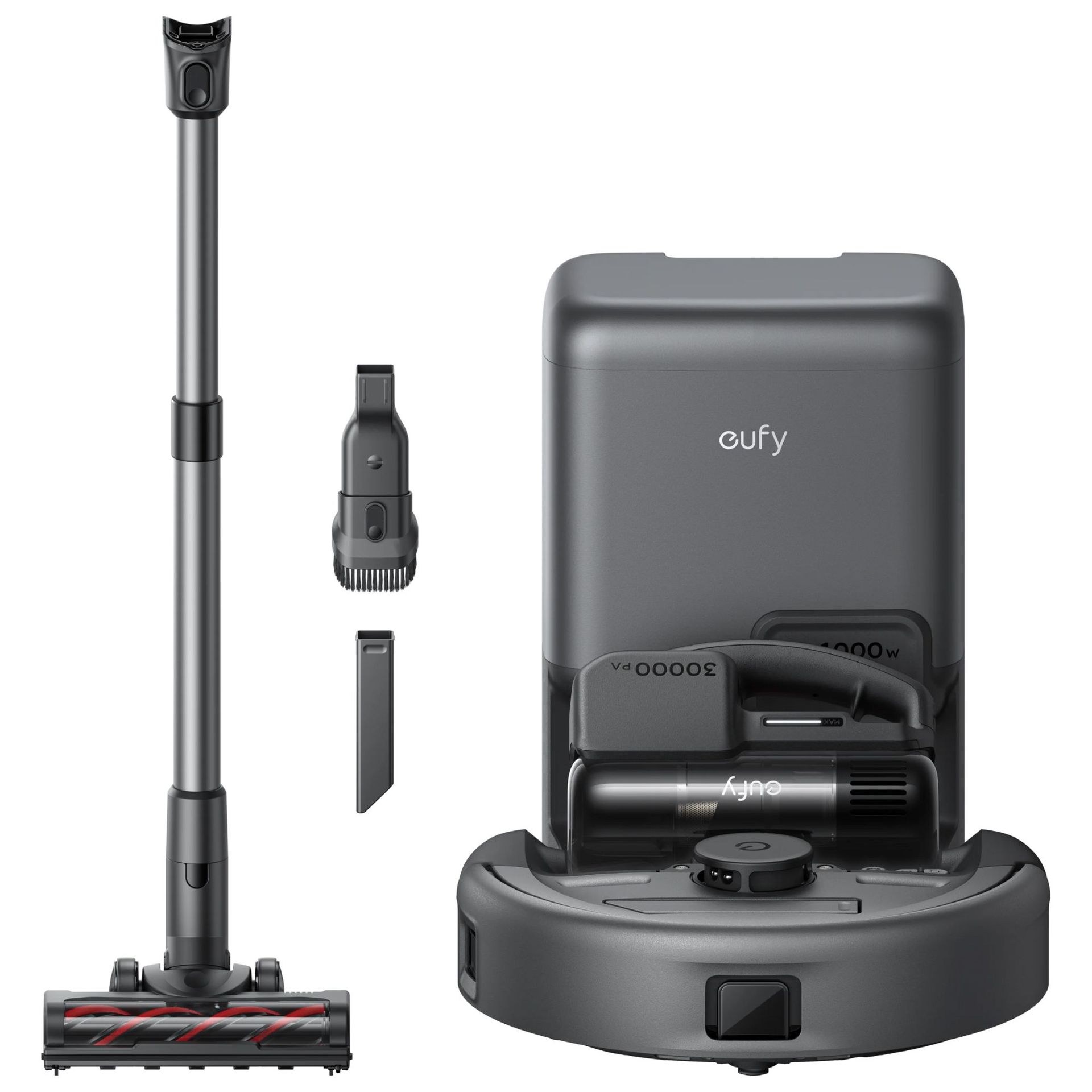 eufy 3 in 1 E20 robot vacuum with cordless attachment body and base unit