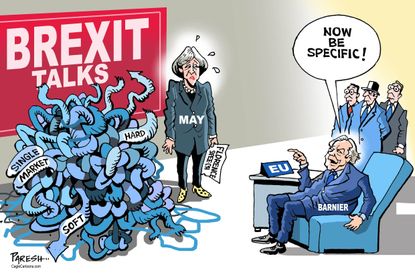 Political cartoon World Brexit Theresa May EU impasse
