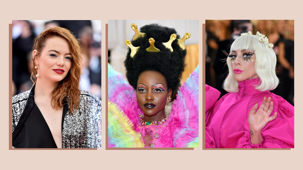 Collage of Emma Stone, Lupita Nyong&#039;o and Lady Gaga at the Met Gala