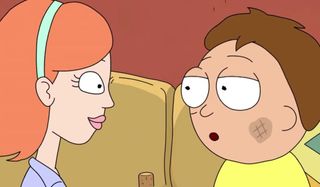 Jessica and Morty drinking wine Rick and Morty