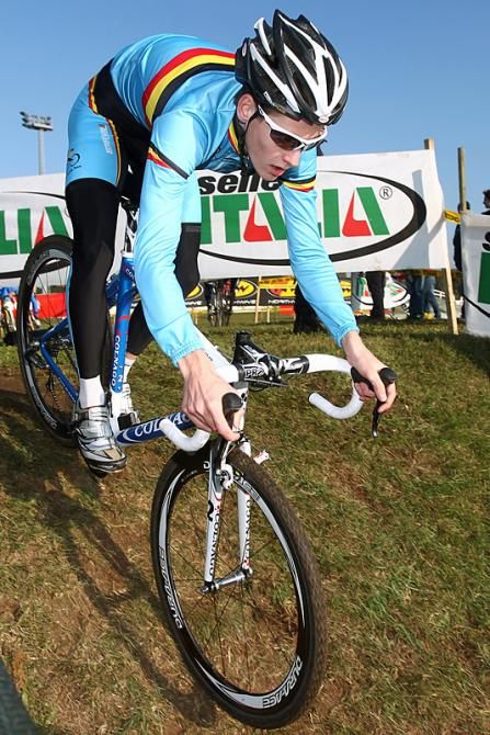 Belgian U23 rider Jens Adams pre-rides the course in Rome
