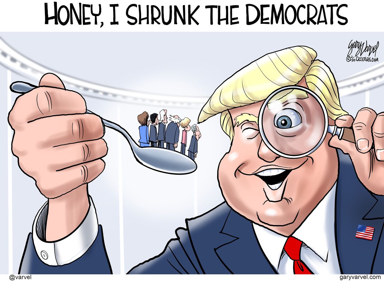 Political Cartoon U.S. Trump Democrats Honey I Shrunk The Kids 2020 primaries candidates movies