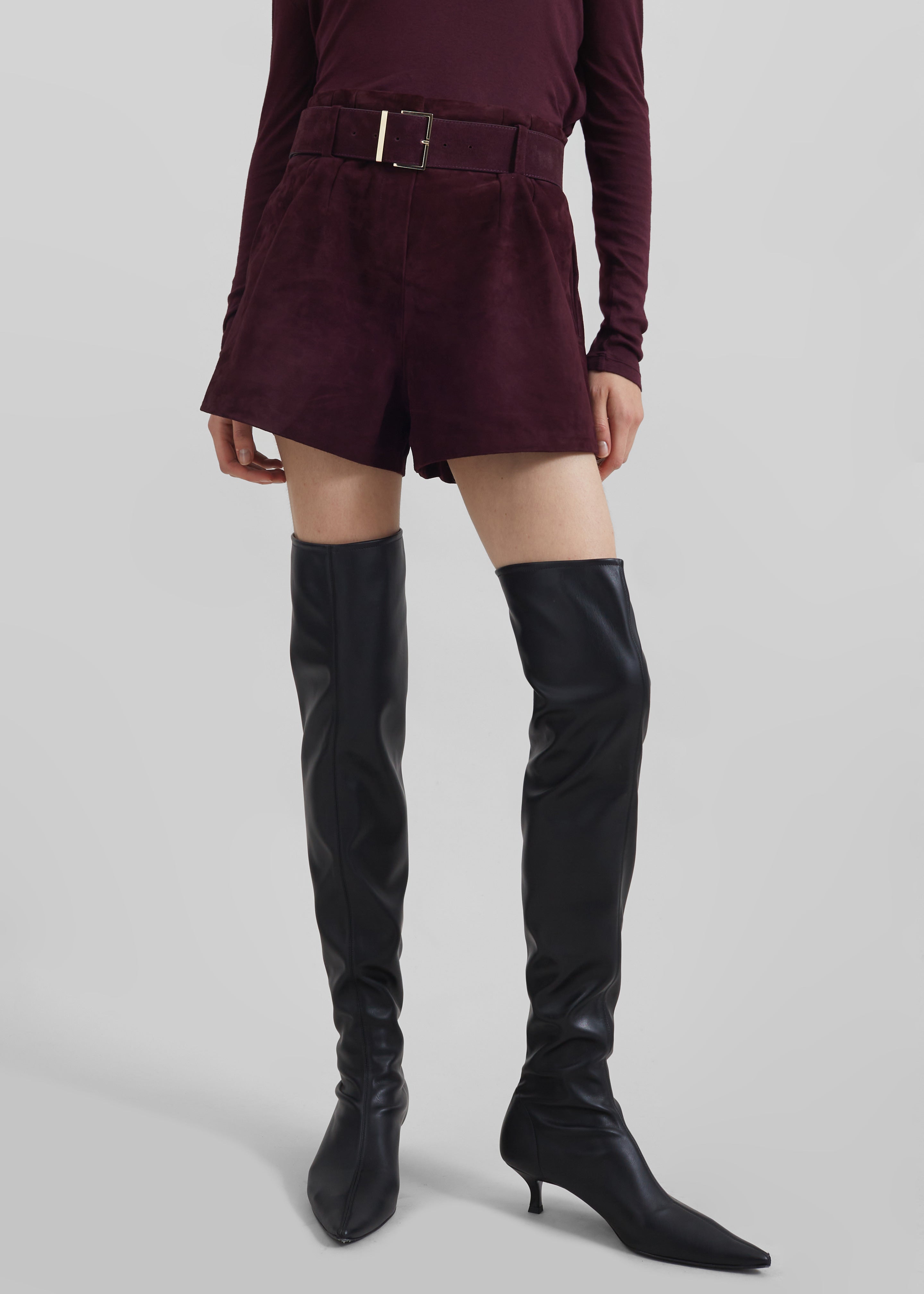 Lise Suede Shorts - Burgundy
